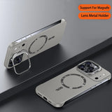 Solid Metal Lens Holder Frameless Magnetic Case For iPhone