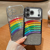 Plating Glitter Diamond Rainbow Quicksand Case For iPhone