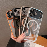 Metal Camera Bumper Magnetic Clear Case For iPhone