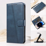 Flip Wallet Card Slot Line Leather Case For iPhone