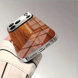Solid Wood Texture Pattern Tempered Glass Case For iPhone