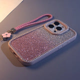 Double-sided Rhinestone Gradient Glitter Lanyard Case for iPhone