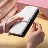 Rhombic Flap Wristlet Wallet Leather Case for Samsung