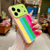 Dopamine Rainbow Stripe Jelly Case for iPhone