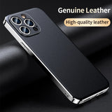 Luxury Plating Genuine Cowhide Leather Case for iPhone