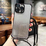Crossbody Lanyard Glitter Case For iPhone