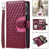 Long Lanyard Zipper Flip Leather Wallet Case for iPhone