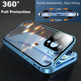 360° Metal Magnetic Double Sided Glass Case For iPhone