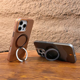Magsafe Magnetic Stand Metallic Color Stripe Case For iPhone