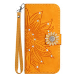 3D Glitter  Sunflower Leather Wallet Flip Case for iPhone