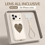 Leopard Hearts Print Lanyard Case For iPhone