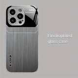 Business Minimalist Pattern Silver-plated Glass Case for iPhone