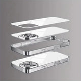 Silver Metallic Paint Electroplated Glass Case for iPhone