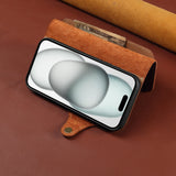 Luxury oil-waxed cowhide wallet-style leather case for iPhone
