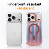 Luxury Glass Lens Kickstand Stripes Magnetic Case For iPhone