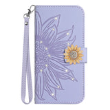 3D Glitter  Sunflower Leather Wallet Flip Case for iPhone