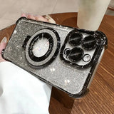 Glitter Plating Lens Protection Magnetic Holder Case for iPhone