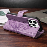 Leather Printed Butterfly Wallet Flip Case For iPhone