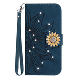 3D Glitter  Sunflower Leather Wallet Flip Case for iPhone