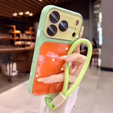 Luxury Lanyard Hit Contrast Color Glossy Case for iPhone