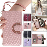 Long Lanyard Zipper Flip Leather Wallet Case for iPhone