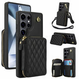 Long Lanyard Zipper Wallet Leather Case For Samsung