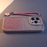 Double-sided Rhinestone Gradient Glitter Lanyard Case for iPhone