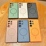 Luxury Matte Magnetic Wireless Charging Case For Samsung