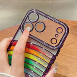 Plating Glitter Diamond Rainbow Quicksand Case For iPhone