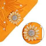 3D Glitter  Sunflower Leather Wallet Flip Case for iPhone