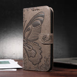 Leather Printed Butterfly Wallet Flip Case For iPhone