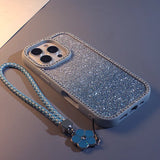 Double-sided Rhinestone Gradient Glitter Lanyard Case for iPhone