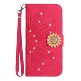 3D Glitter  Sunflower Leather Wallet Flip Case for iPhone