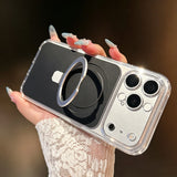 Magnetic 360° Holder Frosted Shockproof Case For iPhone