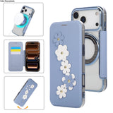 RFID 3D Flower Leather Flip Wallet Case For iPhone