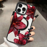 Red Lily Flower Magnetic Case for iPhone