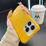 Luxury Glossy Crocodile Leather Texture Frameless Case For iPhone