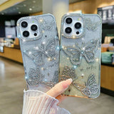 Rhinestone Butterfly Glitter Case For iPhone