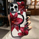 Red Lily Flower Magnetic Case for iPhone