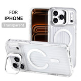Luxury Glass Lens Kickstand Stripes Magnetic Case For iPhone