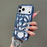 Magnetic Solid Color Plating Hollow Case For iPhone
