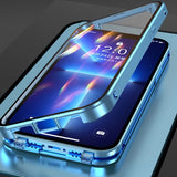 360° Metal Magnetic Double Sided Glass Case For iPhone