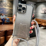 Crossbody Lanyard Glitter Case For iPhone