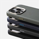 Alloy Lens Frame Particle Leather Magnetic Case For iPhone