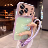 Luxury Lanyard Hit Contrast Color Glossy Case for iPhone