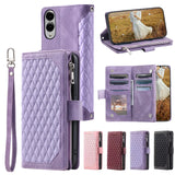 Rhombic Flap Wristlet Wallet Leather Case for Samsung