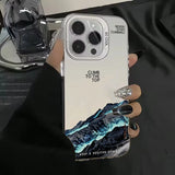 Snow Mountain Landscape Electroplate Silver Case For iPhone