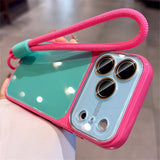 Luxury Lanyard Hit Contrast Color Glossy Case for iPhone