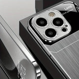 Business Minimalist Pattern Silver-plated Glass Case for iPhone