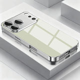 Silver Metallic Paint Electroplated Glass Case for iPhone